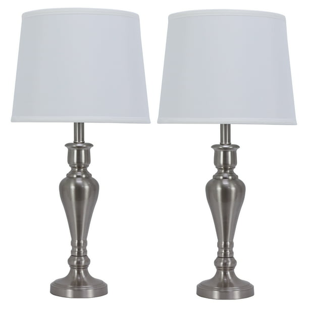 Decor Therapy Marie Brushed Nickel, Side Table Lamps Set Of 2