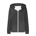 thumbnail image 3 of Women's Sports Hooded Jackets, Slim Fitting Zip up Light Weight Hoodie Sweatshirt Long Sleeve Basic Casual Wear Coats Dark Gray XXL, 3 of 6