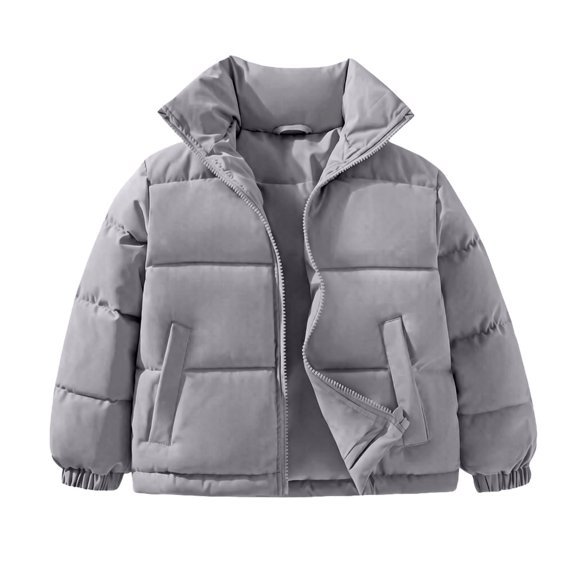 yillto Girls Puffer Jackets Warm Thick Zip up Short Kids Zip up Long Sleeve Jackets Coat Outerwear