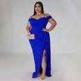 thumbnail image 3 of AURA Women Sexy V Neck High Slit Maxi Dress Spaghetti Strap Ruffle Party Club Dress, 3 of 8