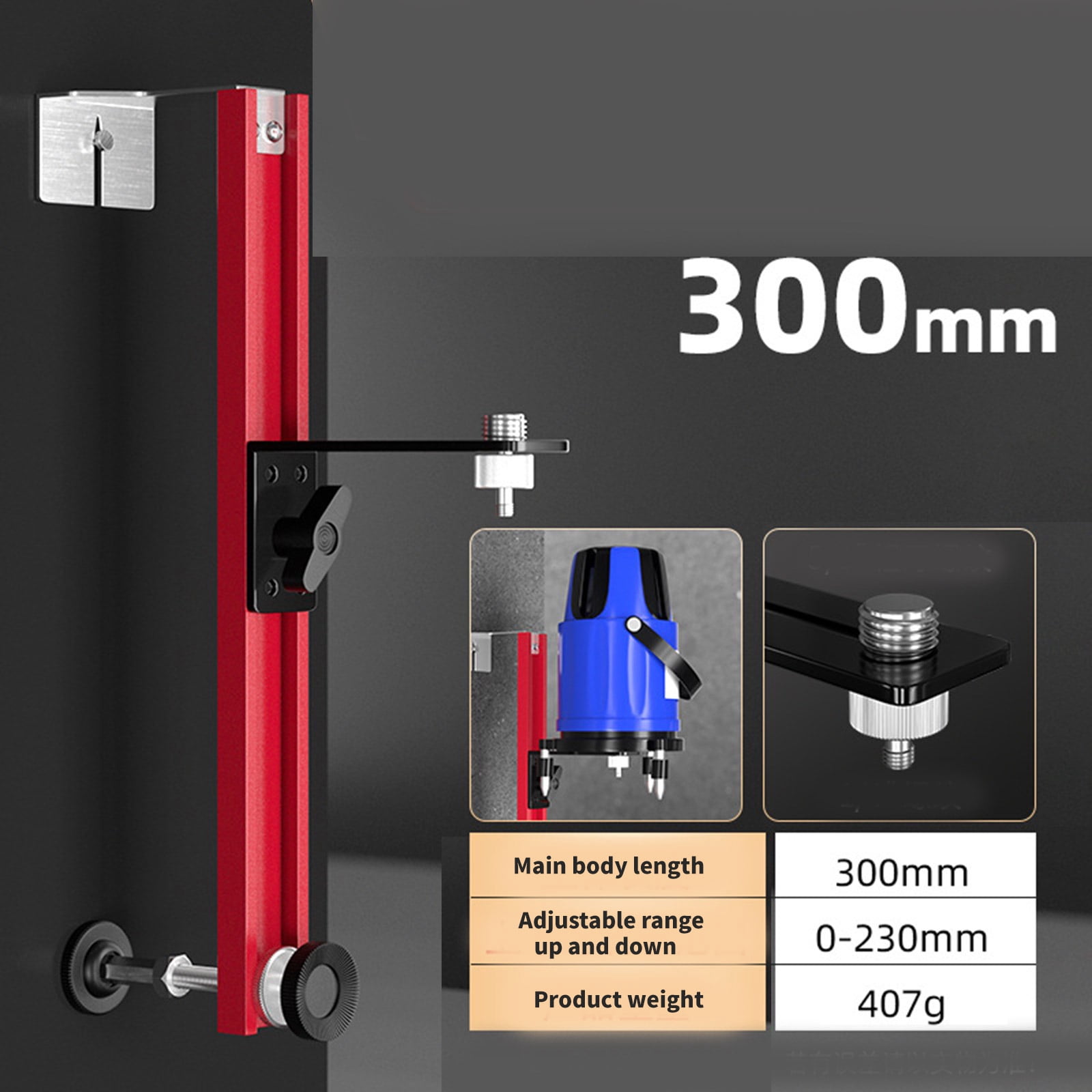BIBABLYKE Lasers Level Bracket Aluminum Lasers Level Adapter Adjustable Hanging Wall Lasers Level Bracket Wall Lasers Lifting