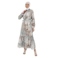 thumbnail image 2 of Beige - Ecru - Floral - Crew neck - Fully Lined - Modest Dress - Refka, 2 of 5