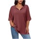 thumbnail image 3 of Tops Henley,Blusa informal de poliéster con cuello en V y mangas 3/4, talla grande, suave y cómoda para mujer, sopatenor, 3 of 9