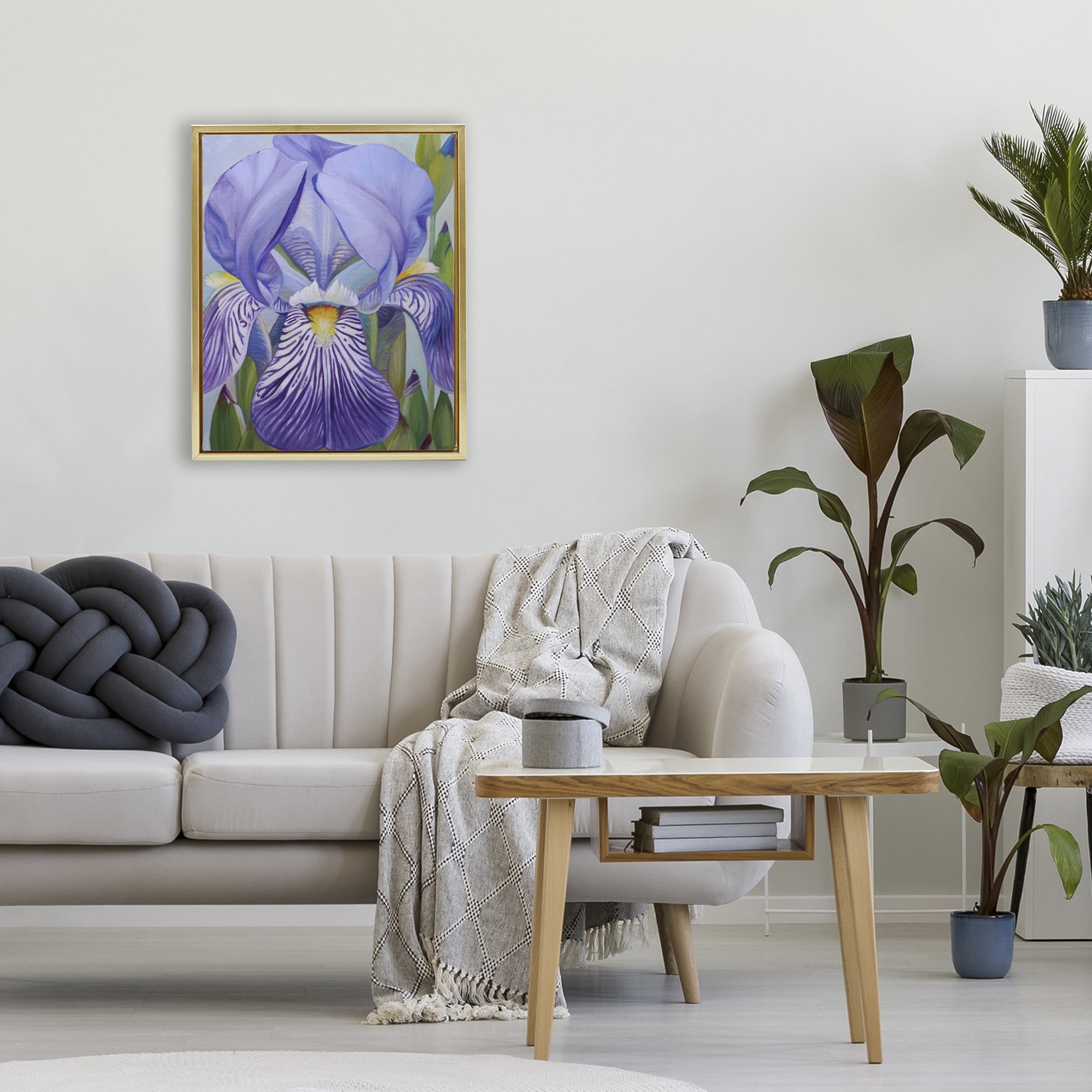 Stupell Industries Blooming Purple Iris Petals Gold Framed Floater Canvas Wall Art, design by Violeta Vollmer