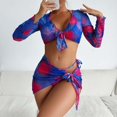 thumbnail image 1 of Daisyyozoid Swimsuits for Women Clearance Printed Bikini Straps Bikini Deep V Split Set Three Piece Set, 1 of 5