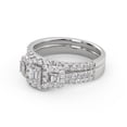 thumbnail image 3 of AFFY Three Stone Halo Bridal Set Rings for Women Center 4X3MM Emerald and Round Lab Created Moissanite Engagement Wedding Ring Jewelry Gift for Her In 14K White Gold Over Sterling Silver Size 6.5, 3 of 6