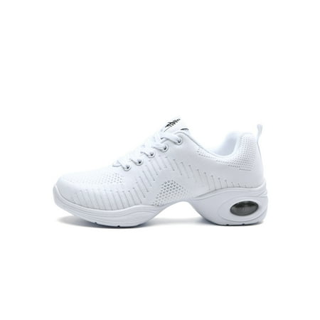 

Frontwalk Women Jazz Shoe Platform Dance Sneakers Split Sole Dancing Shoes Athletic Lightweight Womens Lace Up White 8