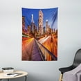 thumbnail image 1 of Night Tapestry, USA Downtown City Skyline over the Highway Los Angeles California Travel Destination, Wall Hanging for Bedroom Living Room Dorm Decor, 40W X 60L Inches, Multicolor, by Ambesonne, 1 of 2