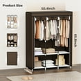 thumbnail image 6 of Riousery 51 Inch Portable Wardrobe Closet, 6 Storage Spaces with 3 Hanging Rods, Steel Frame Fabric Organizer, Easy Assembly and Dust Resistant Design, Brown, 6 of 7