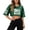 1-Green2097, variant on XIAOCHA Cropped Mesh Jersey for Women V Neck Half Sleeve Tee athletic Pullover Top, Sizes L