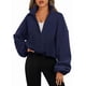 thumbnail image 5 of Chaquetas de Forro para Mujer, Sudaderas Extragrandes con Cremallera, Ropa de Invierno, Conjuntos de Larga y Corte Corto para Otoño. Azul Marino M, 5 of 9