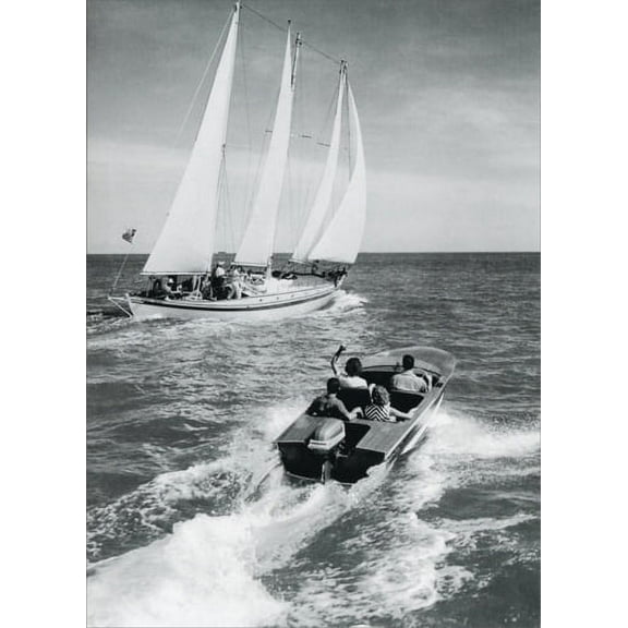 Avanti Press Chriscraft And Sailboat Historic Detroit Blank Note Card