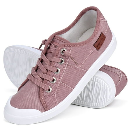 JENN ARDOR Women s Canvas Shoes with Arch Support Fashion Flats Low Top Lace Up Classic Casual Shoes Comfy Breathable Lightweight Sneakers for Walking
