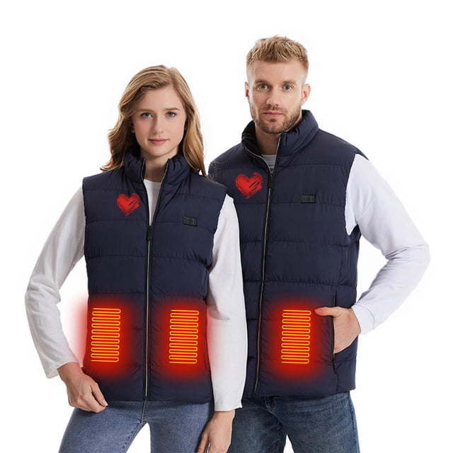 Puntoco Abrigo/Chaqueta De Cuero Con Capucha, Sin Mangas, Con Calefacción, Control Informal Y Cremallera Para Hombres Y Mujeres