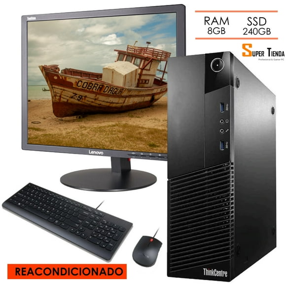 CPU Lenovo SFF M93P Super Tienda RAM 8GB SSD 240GB monitor 19” (Reacondicionado)