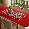 thumbnail image 3 of Hello Winter Table Cloths for 8 Foot Rectangle Tables, Red Merry Christmas New Year Patio Waterproof Elastic Fitted Tablecloths, Washable Rectangular Table Cover for Camping, 3 of 8
