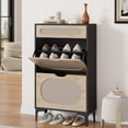 thumbnail image 1 of Ourlova Armoire à Chaussures en Rotin avec 2 Tiroirs Basculants et 1 Tiroir Support Libre Armoire de Rangement pour Chaussures avec Tablette Réglable à 3 Positions Armoire à Chaussures Étroite pour Entrée Ou Véranda, 1 of 8