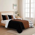 thumbnail image 5 of Full Quilt Set 78''x90'', Black Brown Lightweight Summer Bedspread Coverlet Set with 2 Pillow Shams, Contemporary Striped Boho Art Breathable All Season Quilt Bedding for Bedroom/Guest Room, 5 of 9