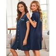 thumbnail image 6 of Ekouaer Nightgowns for Women Button Down Pajamas Tops Short Sleeve Sleepwear V-Neck Sleepwear, 6 of 7