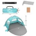 thumbnail image 4 of Oileus Beach Tent Pop Up Tents Sun Shade 2-3 Person, Sun Shelter With UV Protection, Extended Floor, Mesh Roll Up Windows, Carry Bag, Stakes, 6 Sand Pockets, Lightweight and Easy Set Up, Sky Blue, 4 of 4
