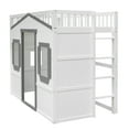 thumbnail image 5 of Harper & Bright Designs Twin Size House Loft Bed with Window and Door, Solid Wood Playhouse Loft Bed Frame with Full Length Guardrail, White+gray, 5 of 15