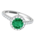 thumbnail image 2 of Mauli Jewels Rings for Women 1.10 Carat Diamond And Emerald Ring 4-prong 14k White Gold, 2 of 6