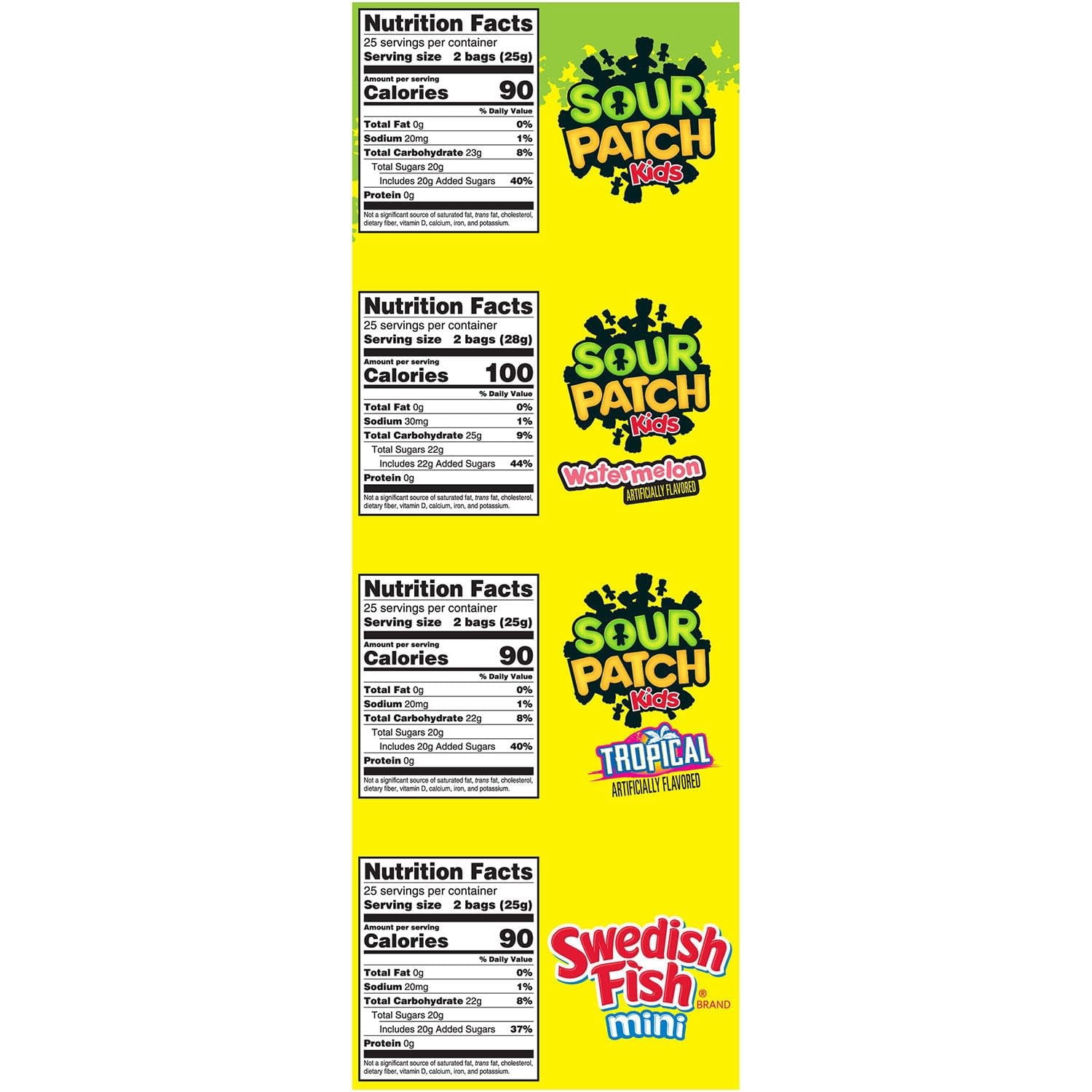 SOUR PATCH KIDS and SWEDISH FISH Candy, Fun Size, 200 count.Pack of 2