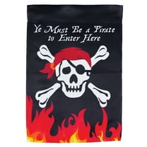 In the Breeze 7409 — Skull and Flames Lustre Garden Flag — Pirate, Nautical House or Garden Flag