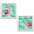 thumbnail image 2 of Gango Home Decor Tropical Watercolor Flamingo Wall Décor; Two Pink 12x12in Art Prints in White Frames, 2 of 6