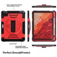 thumbnail image 6 of Shockproof Case for Apple iPad Pro 11 Inch 2022/2021/2020/2019/ iPad Air 5th 4th Gen, with Pencil Holder Military Grade Protection Rotating Stand Hand Strap Shoulder Strap Bumper Rugged Case, Red, 6 of 8