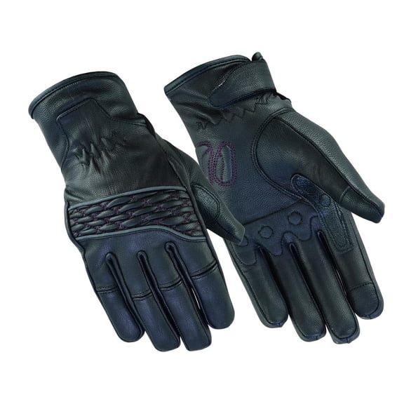 Daniel Smart Women’s Leather Gloves–Goat Leather Motorcycle Glove with Reflective Piping Gel Palm and Touch Screen Finger Tip