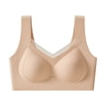 thumbnail image 2 of Womens Wireless Support Bra Wide Strap Mesh V-Neck Smoothing Shaping Everyday Brassiere Khaki Lace Bralette Tops for Lady M, 2 of 9