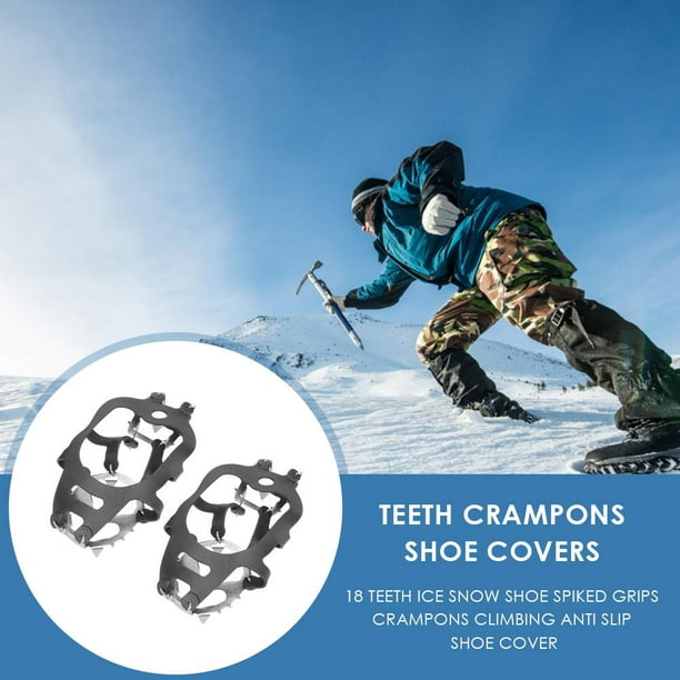 Crampons, Couvre-chaussures De Ski 14 Dents, 1 Paire De Crampons à Glace  Pour La Marche Alpinisme Escalade Randonnée Gris