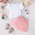 thumbnail image 3 of SILVERCELL 6M-3T Toddler Baby Girls Flower Outfit Flower&Letter Print Short Sleeeve Tops T-Shirt + Button Skirt Dress Shorts Summer Two Piece Clothes Set, 3 of 9