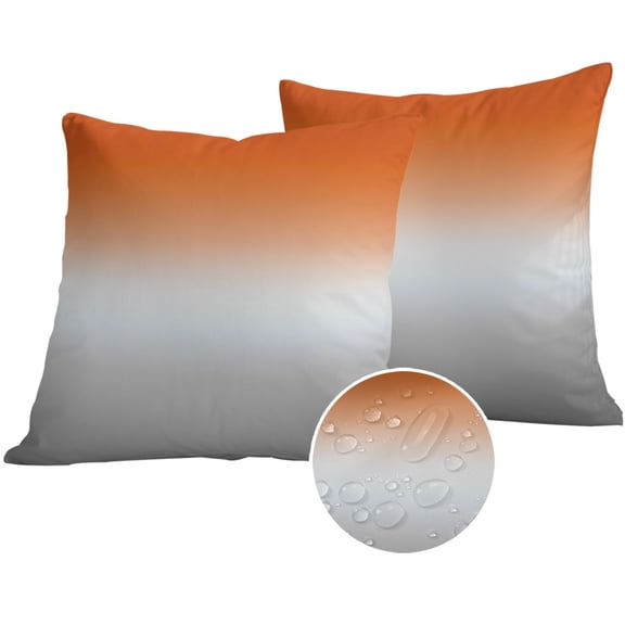 Burnt Orange Gray Ombre Outdoor Pillow Covers 16x16 Set of 2,Waterproof Patio Throw Pillowcase Protectors,Modern Gradient Abstract Art Decorative Pillow Shams Cushion Covers for Seat Bed Couch Sofa