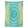 thumbnail image 3 of Teal and Lime Tablecloth, Ombre Mandala Indian Pattern with Flower and Petals Hippie Style Art, Rectangular Table Cover for Dining Room Kitchen, 60 X 84 Inches, Teal Lime and White, by Ambesonne, 3 of 4