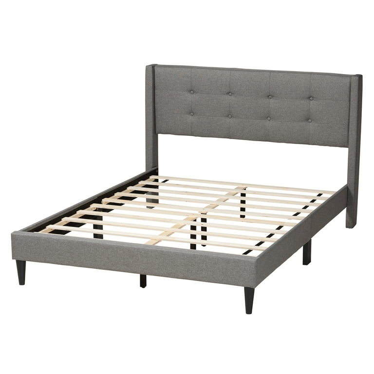 Baxton Studio Casol Mid-Century Modern Transitional Grey Fabric Upholstered Queen Size Platform Bed Baxton Studio Casol Mid-Century Modern Transitional Grey Fabric Upholstered Queen Size Platform Bed
