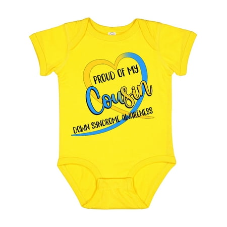 

Inktastic Proud of My Cousin Down Syndrome Awareness Heart Ribbon Gift Baby Boy or Baby Girl Bodysuit
