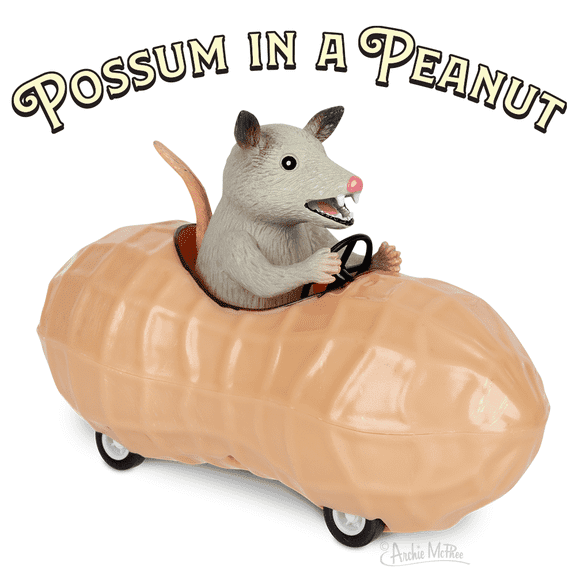 Possum in a Peanut Pull-Back Car Novelty Toy