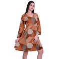 thumbnail image 3 of Moomaya Robe Courte Évasée Imprimée de Designer, Manches Longues, Tunique en Velours, Robes pour Femmes, 3 of 6