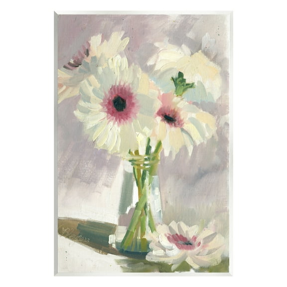 Stupell Industries White Mums Painting Botanical & Floral Painting Unframed Art Print Wall Art, 10 x 15