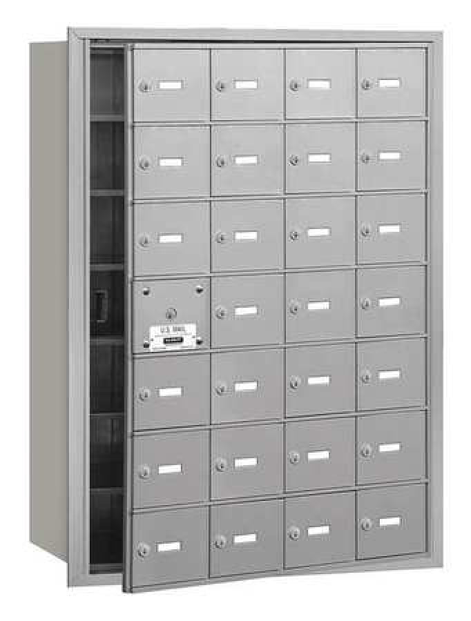 4B+ Horizontal Mailbox (Includes Master Commercial Lock) - 28 A Doors (27 usable) - Aluminum - Front Loading - Private Access