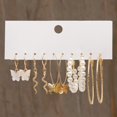 thumbnail image 1 of Juego de pendientes de aro de mariposa de 17KM, pendientes colgantes huecos de corazón para mujer, pendientes de tuerca de Color dorado y metálico, joyería de moda 2022 Dengxun unisex, 1 of 2