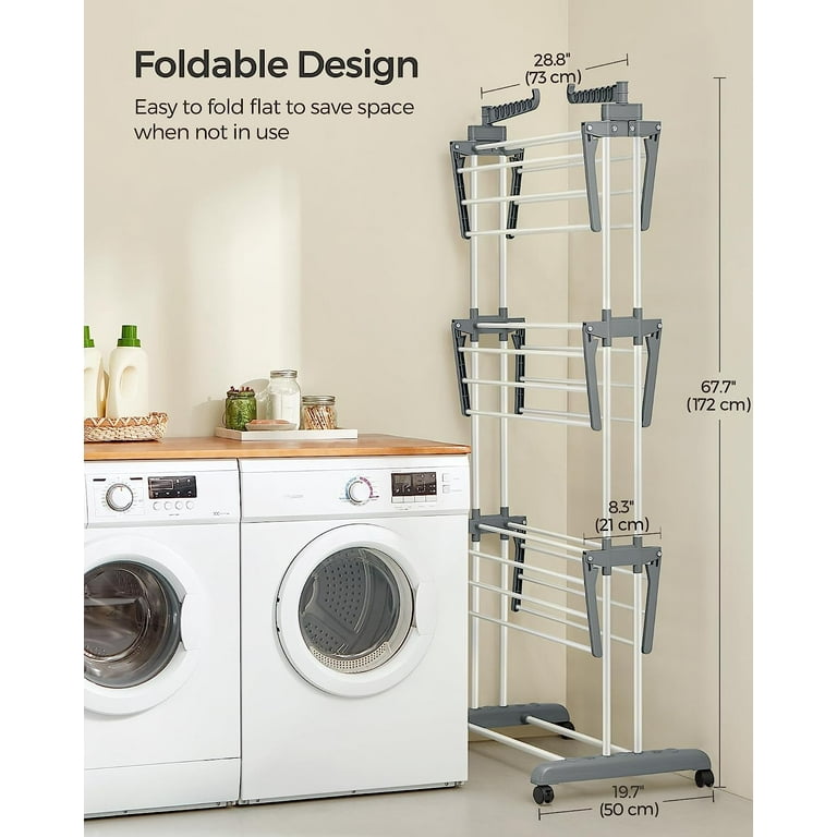 SONGMICS 4-Tier Clothes Drying Rack Gray