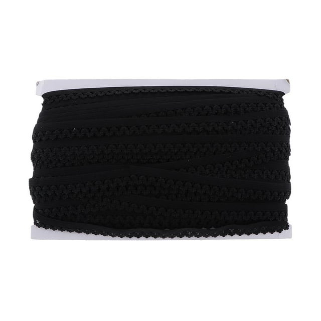 50 Yards Elastic Lace Edge Ribbon Hair Band Craft Sewing Accessories - Black, 50yards