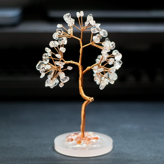 Chakra Crystal Tree with Resin Base Multicolor Crystal Chips Handmade Wire Wrapped Decoration