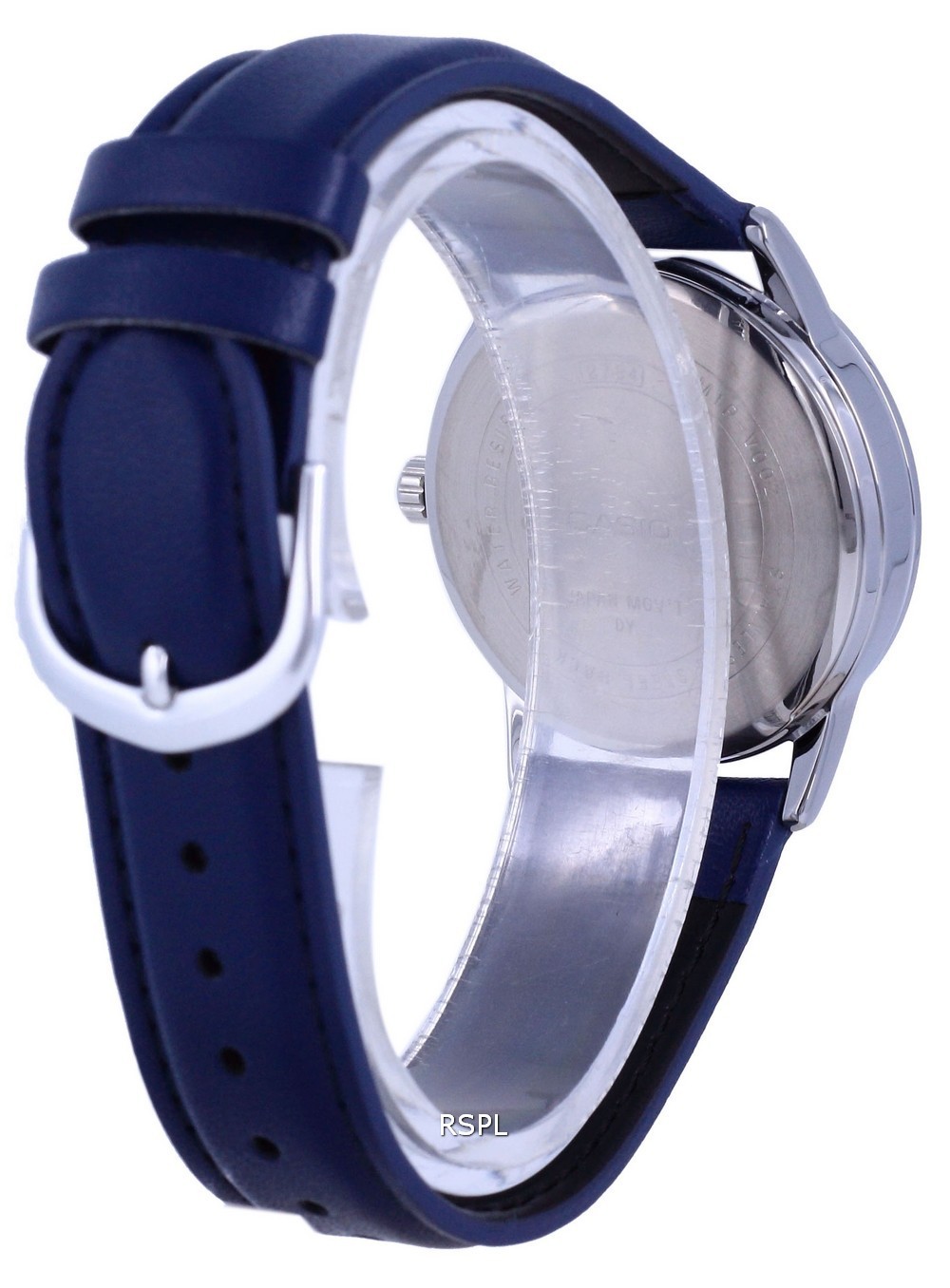 Casio Men’s Silver Dial Analog Watch with Blue Leather Strap - MTP-V002L-2B3UDF
