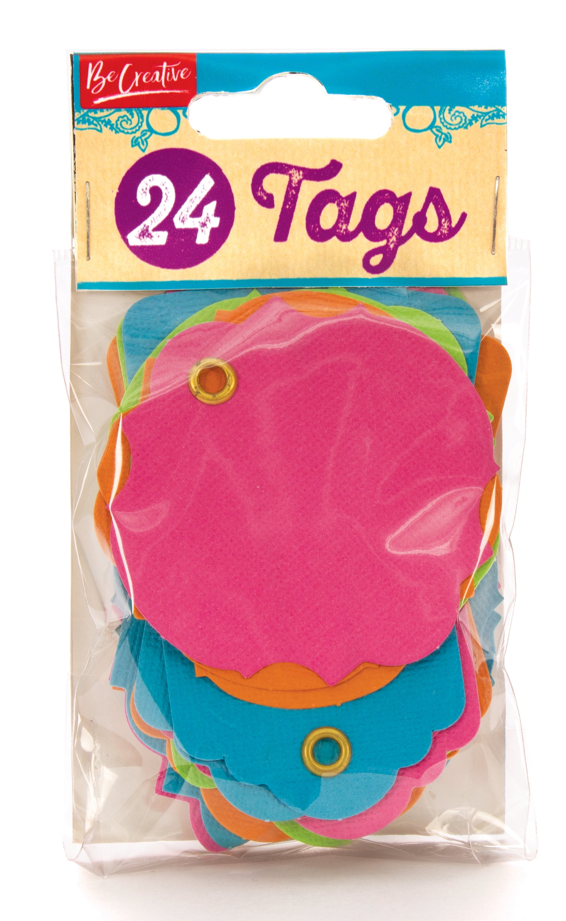 Leisure Arts Bright Multicolor Paper Tags with String, 24 Piece - Arts and Craft