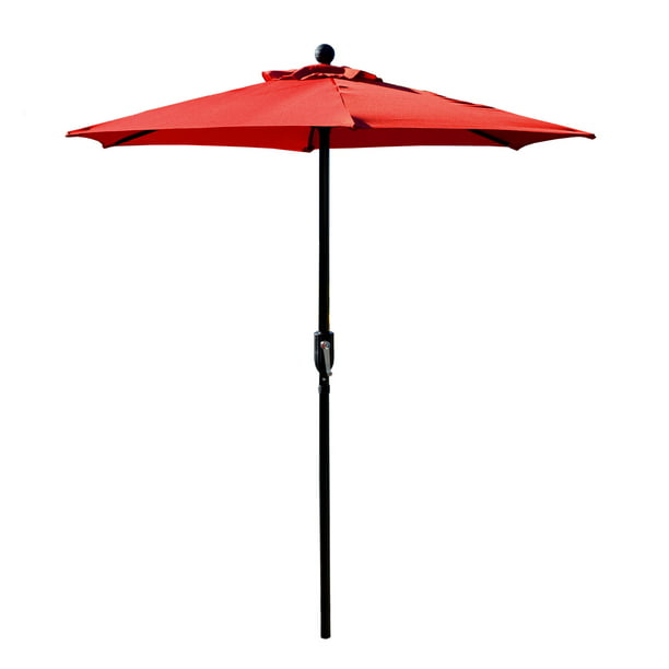 Patio Umbrella Outdoor Table Umbrella With 6 Sturdy Ribs And Crank 6 5 Ft Red Umbrella Walmart Com Walmart Com