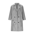 thumbnail image 5 of MaFYtyTPR Winter Pea Coat for Women Solid Casual Thicken Wool Lapel Collar Inner Lining Pocket Breasted Outerwear Tops Z-Gray M, 5 of 5